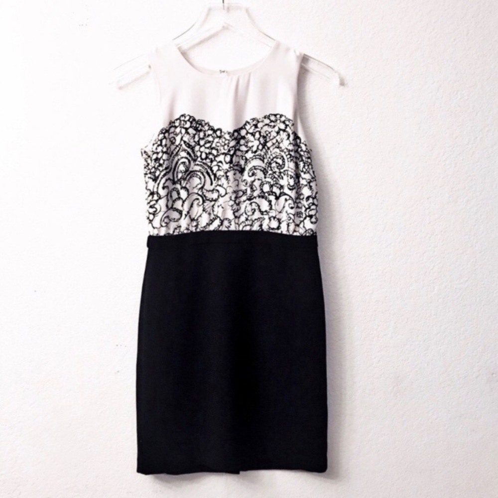 Ann Taylor LOFT White & Black Sheath Dress 0P
